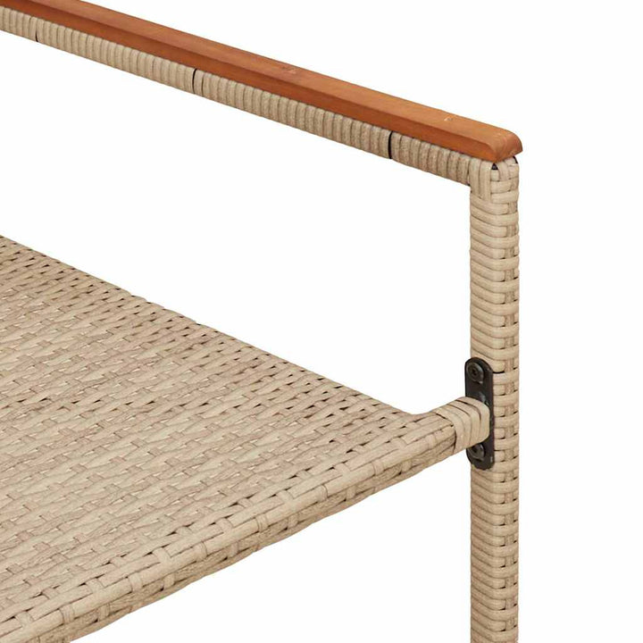 Have stapelstole 2 pcs Creme og Brun PE rattan, Solid akacietræ