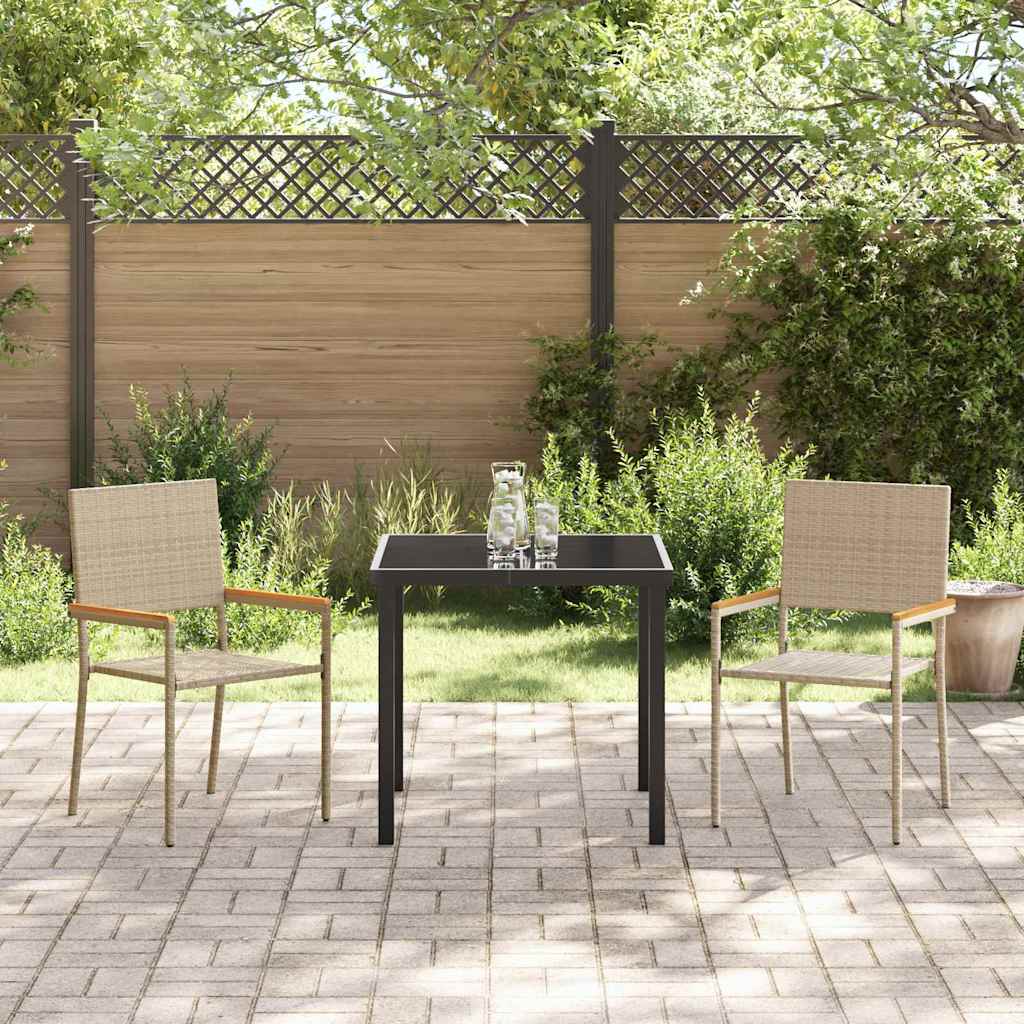 Have stapelstole 2 pcs Creme og Brun PE rattan, Solid akacietræ
