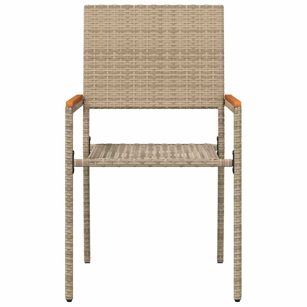 Have stapelstole 2 pcs Creme og Brun PE rattan, Solid akacietræ