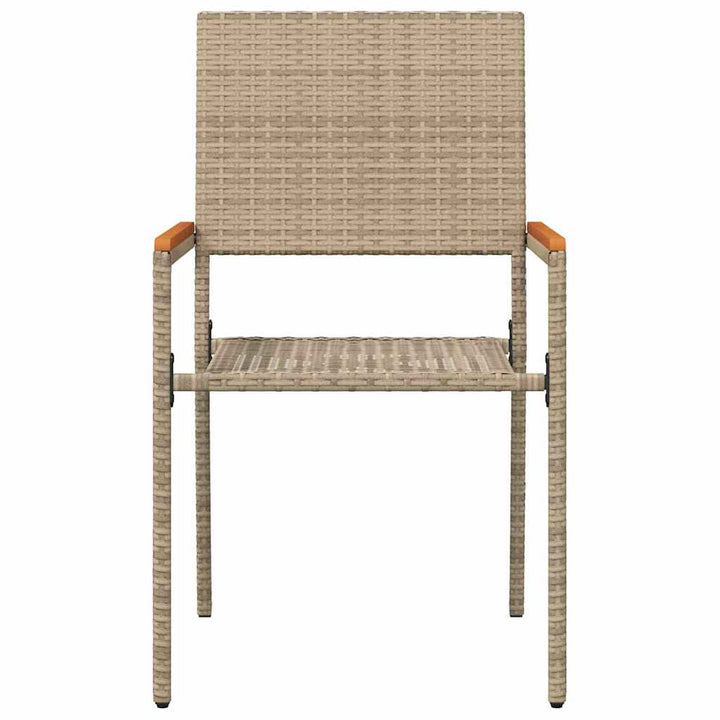 Have stapelstole 2 pcs Creme og Brun PE rattan, Solid akacietræ