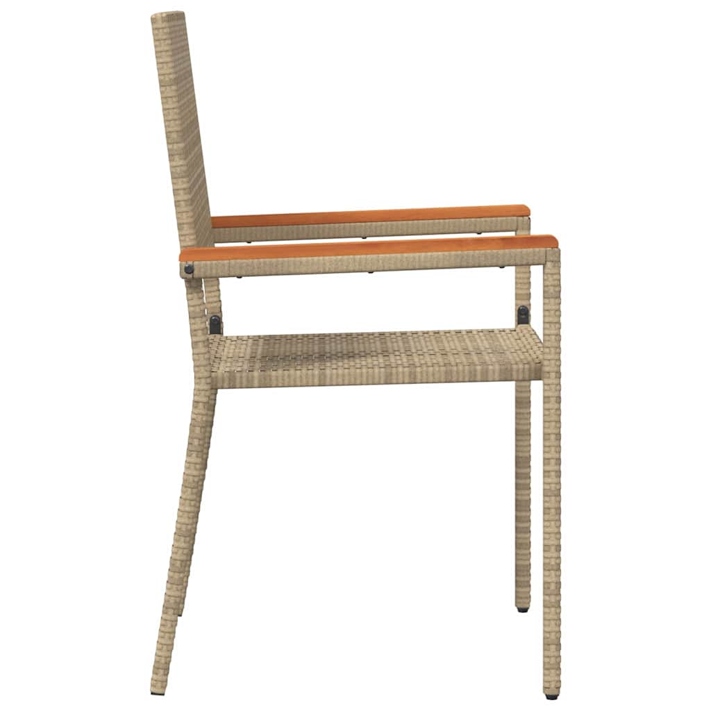 Have stapelstole 2 pcs Creme og Brun PE rattan, Solid akacietræ