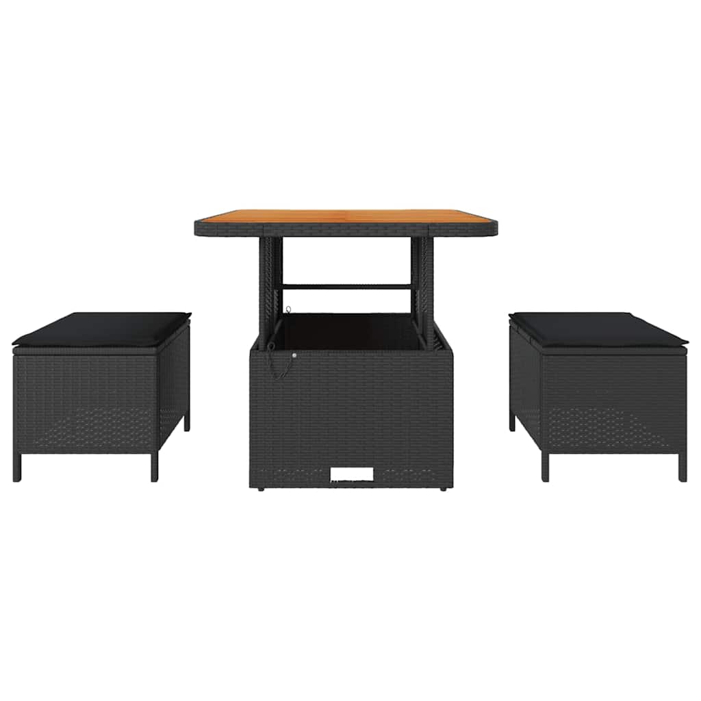 Have Spisebordssæt Sort Poly rattan