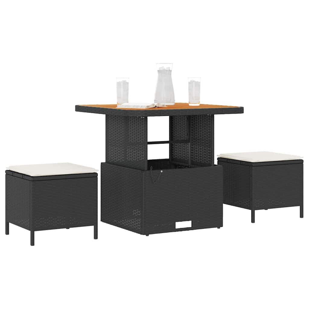 Have Spisebordssæt Sort Poly rattan