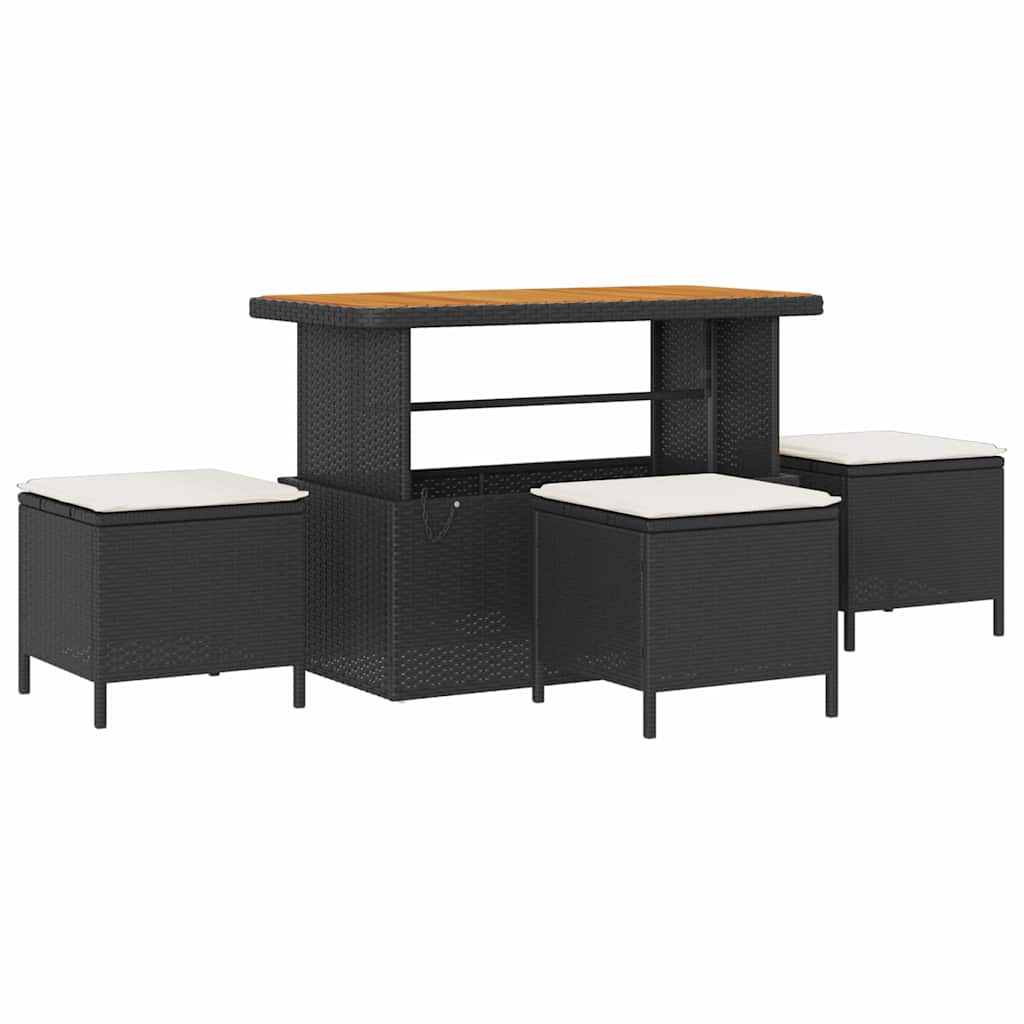 Have Spisebordssæt Sort Poly rattan