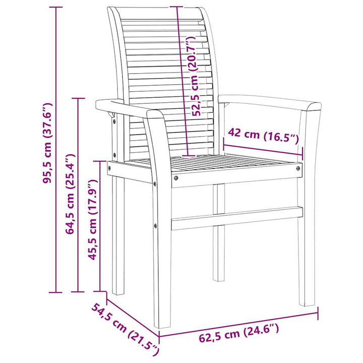 Staple Havebordsstol Brun 62.5 x 54.5 x 95.5 cm Massivt teaktræ
