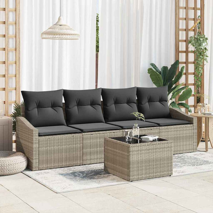 Havesofa Sæt med pude med pude 5 pcs Lysegrå 55 x 55 x 37 cm