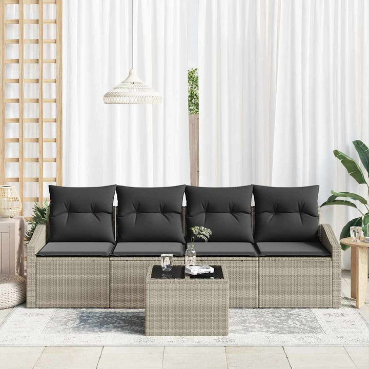 Havesofa Sæt med pude med pude 5 pcs Lysegrå 55 x 55 x 37 cm