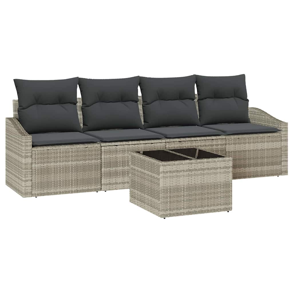 Havesofa Sæt med pude med pude 5 pcs Lysegrå 55 x 55 x 37 cm