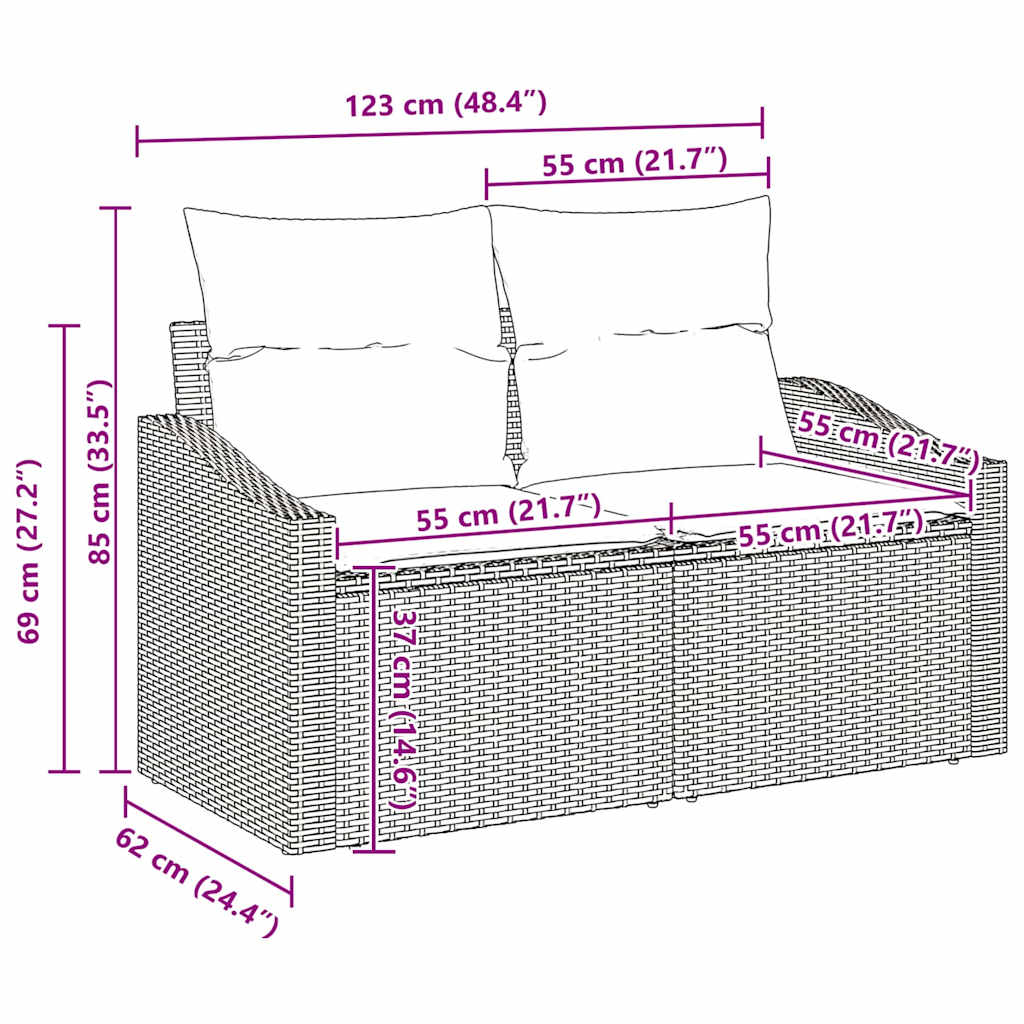 Havesofa Sæt med pude med pude 5 pcs Lysegrå 55 x 55 x 37 cm