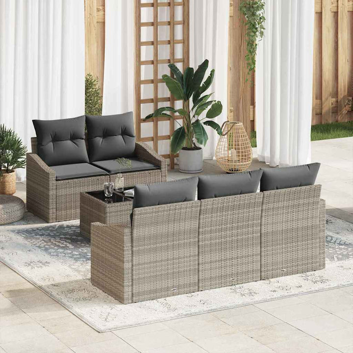 Havesofa Sæt med pude med pude 6 pcs Lysegrå 55 x 55 x 37 cm