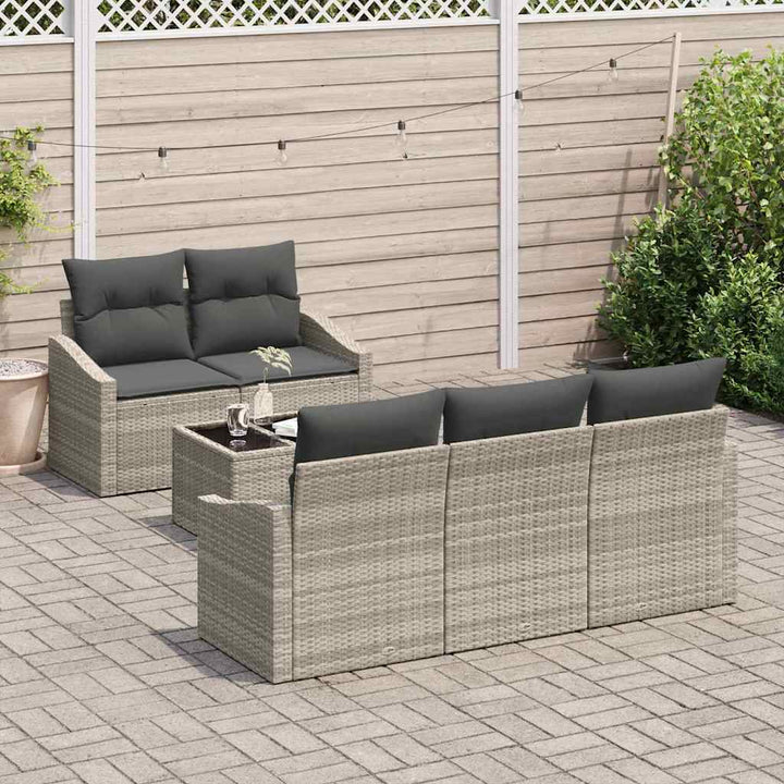 Havesofa Sæt med pude med pude 6 pcs Lysegrå 55 x 55 x 37 cm