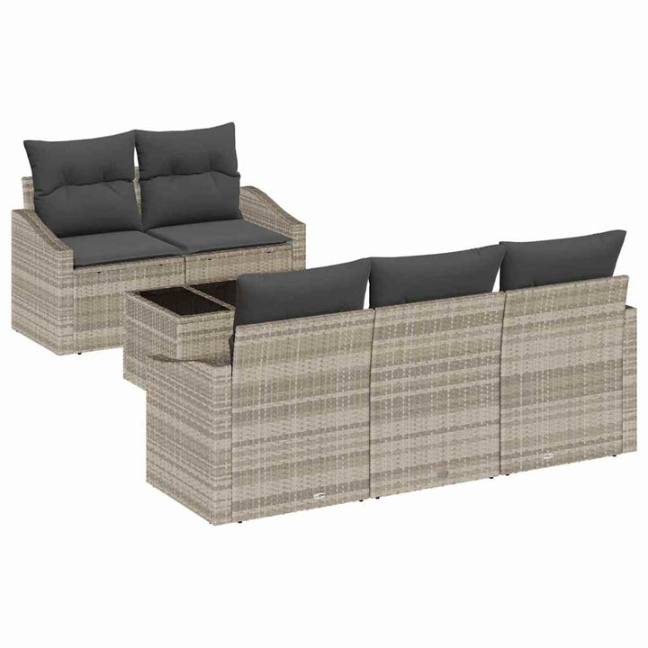 Havesofa Sæt med pude med pude 6 pcs Lysegrå 55 x 55 x 37 cm