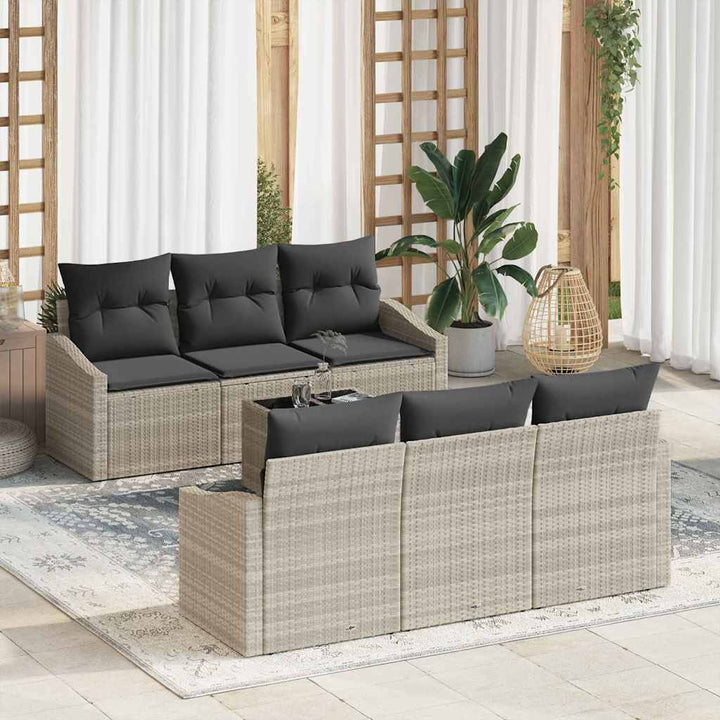 Havesofa Sæt med pude med pude 7 pcs Lysegrå 55 x 55 x 37 cm
