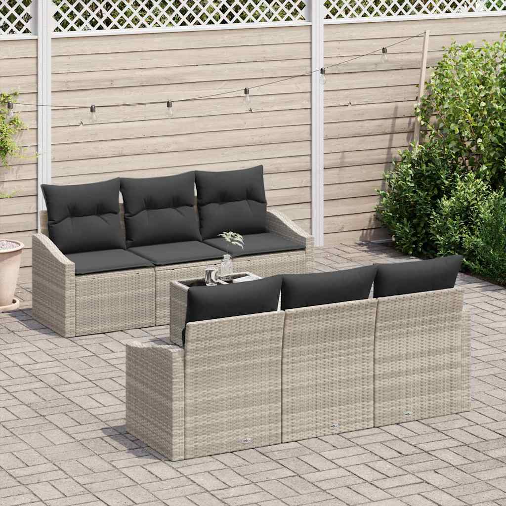 Havesofa Sæt med pude med pude 7 pcs Lysegrå 55 x 55 x 37 cm