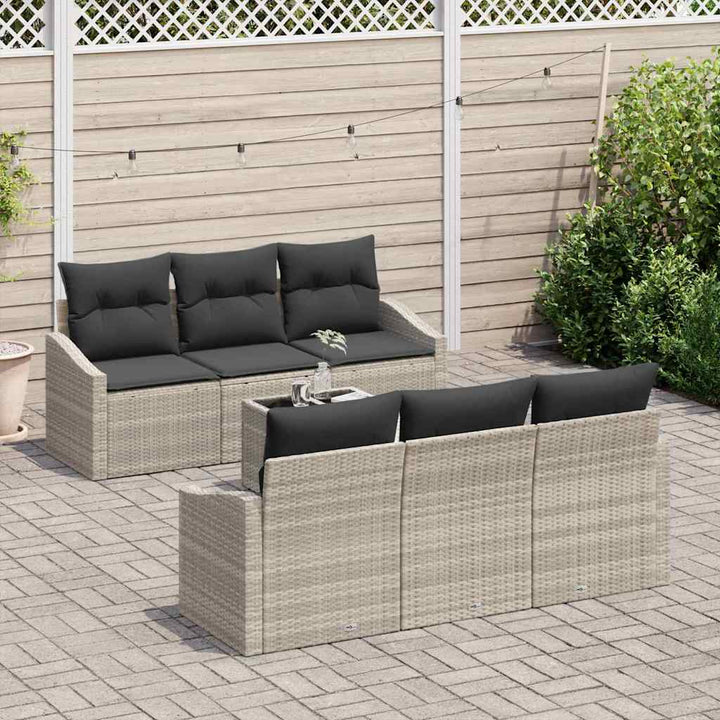 Havesofa Sæt med pude med pude 7 pcs Lysegrå 55 x 55 x 37 cm