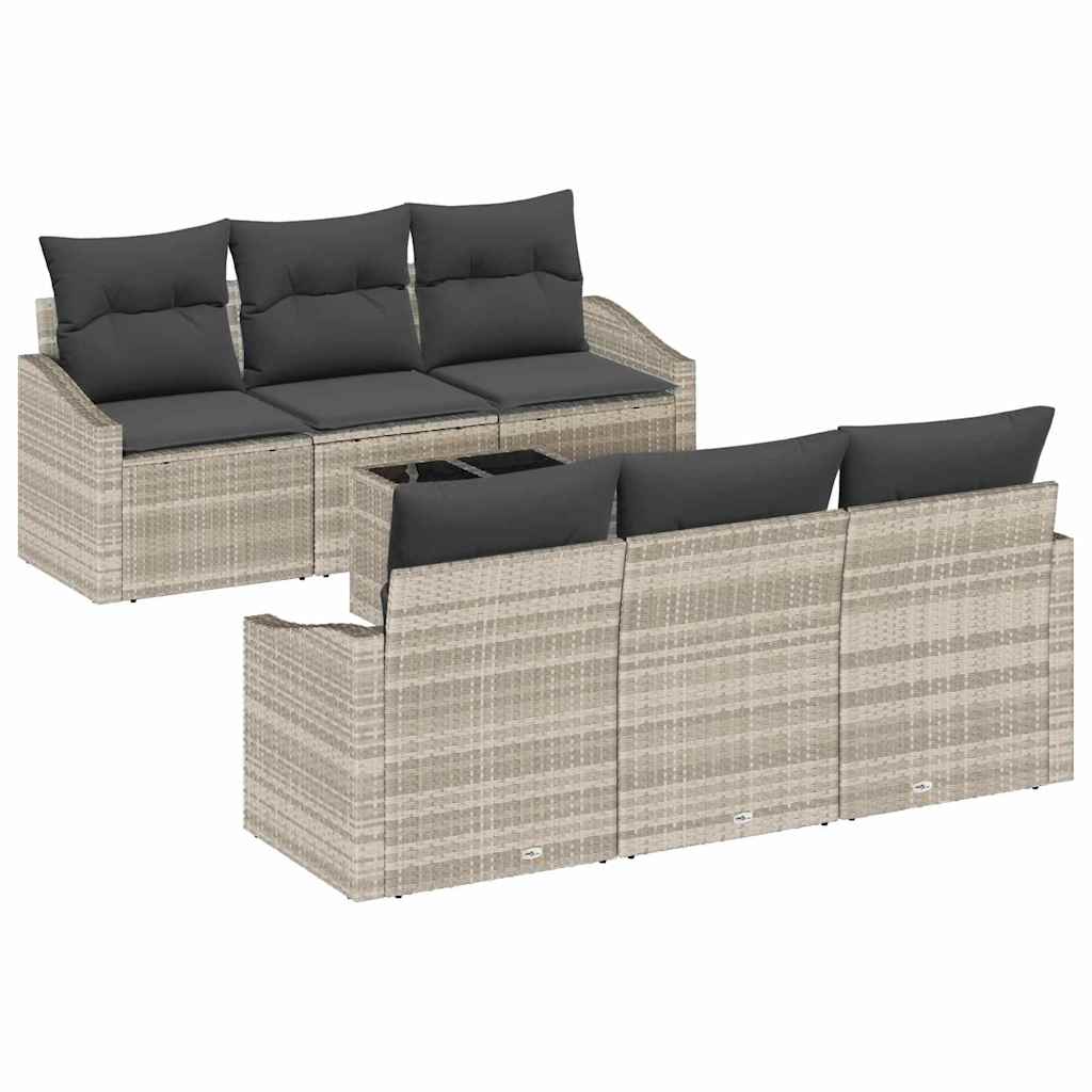 Havesofa Sæt med pude med pude 7 pcs Lysegrå 55 x 55 x 37 cm