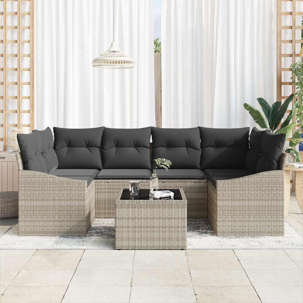 Havesofa Sæt med pude med pude 7 pcs Lysegrå 55 x 55 x 37 cm