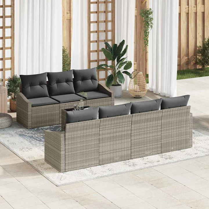 Havesofa Sæt med pude med pude 8 pcs Lysegrå 55 x 55 x 37 cm