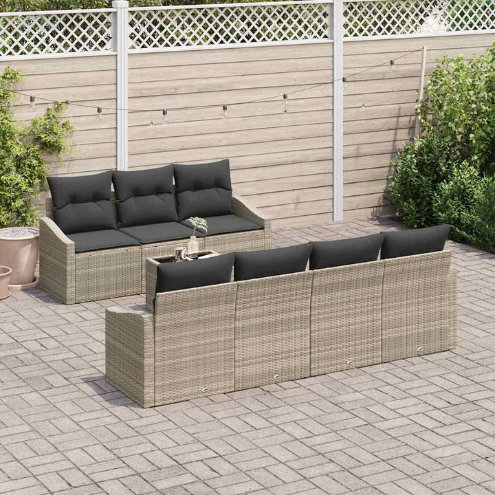 Havesofa Sæt med pude med pude 8 pcs Lysegrå 55 x 55 x 37 cm