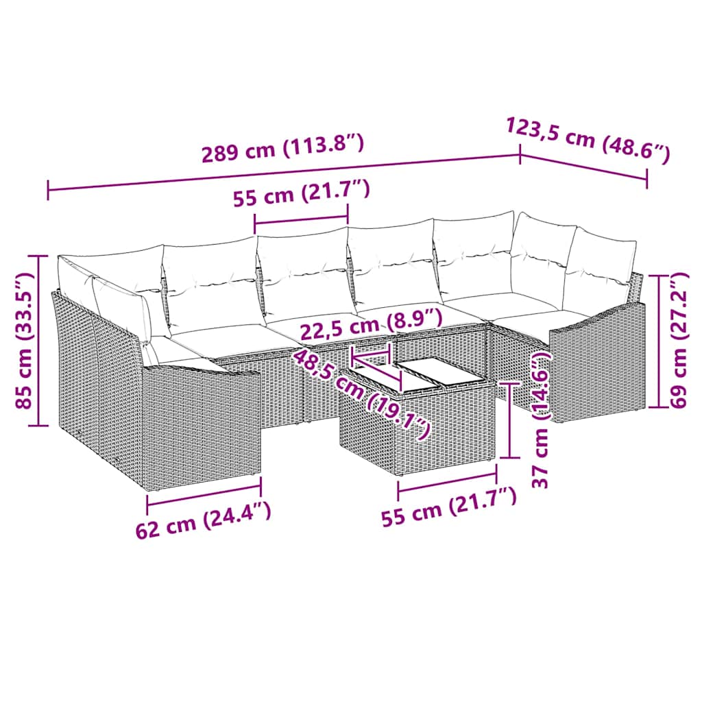 Havesofa Sæt med pude med pude Sort og Cream 55 x 55 x 37 cm