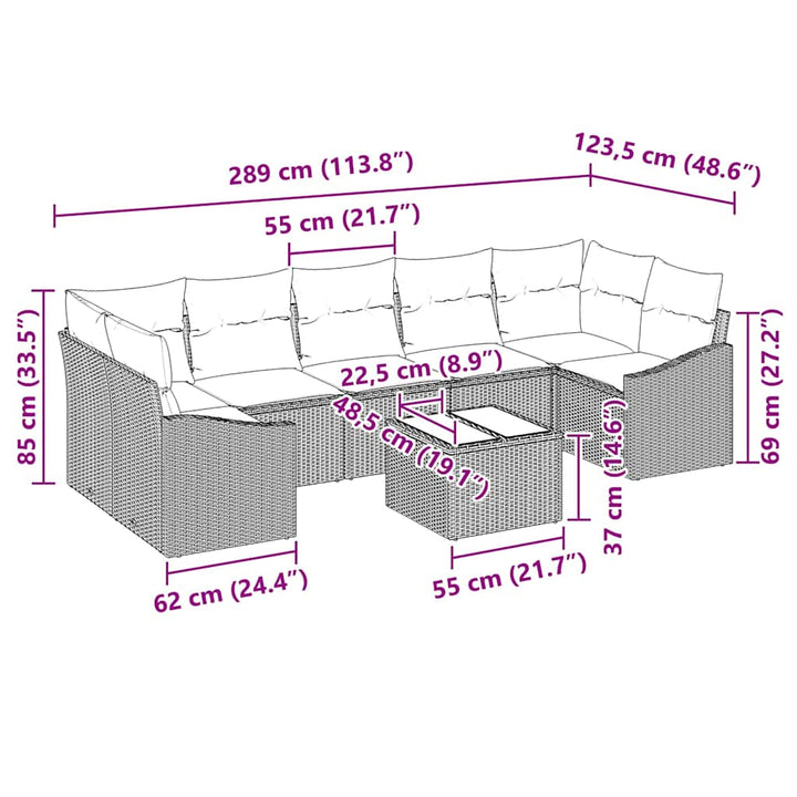 Havesofa Sæt med pude med pude Sort og Cream 55 x 55 x 37 cm