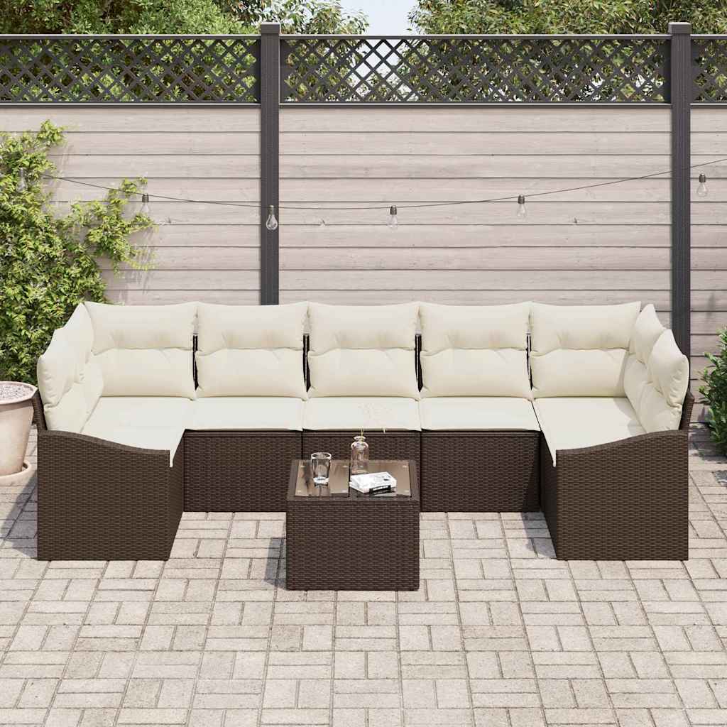 Havesofa Sæt med pude med pude Brun og Creme 55 x 55 x 37 cm