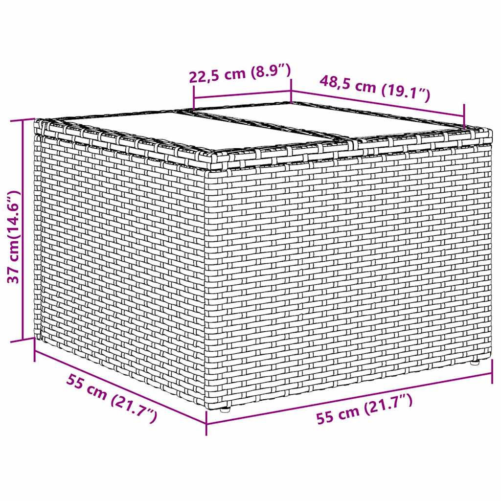 Havesofa Sæt med pude med opbevaring Sort 55 x 55 x 37 cm