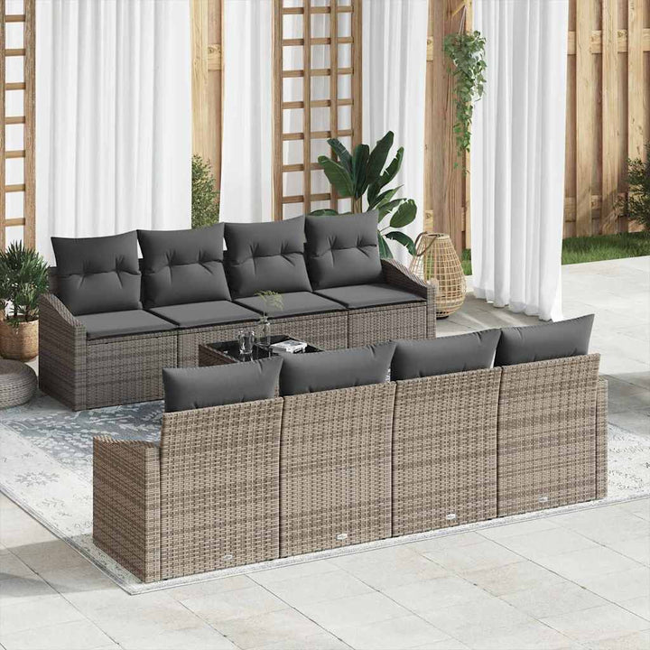 Havesofa Sæt med pude med opbevaring 9 pcs Grå 55 x 55 x 37 cm