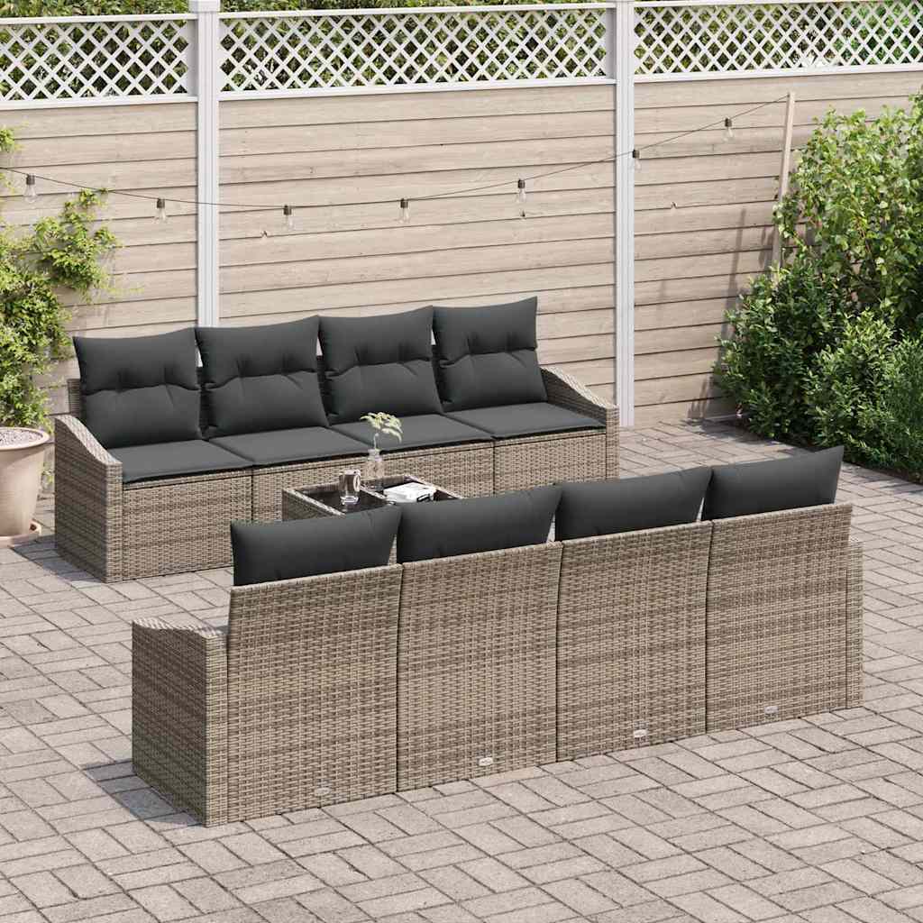 Havesofa Sæt med pude med opbevaring 9 pcs Grå 55 x 55 x 37 cm