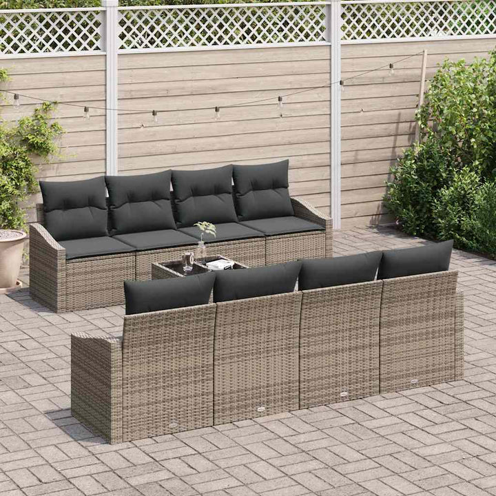 Havesofa Sæt med pude med opbevaring 9 pcs Grå 55 x 55 x 37 cm