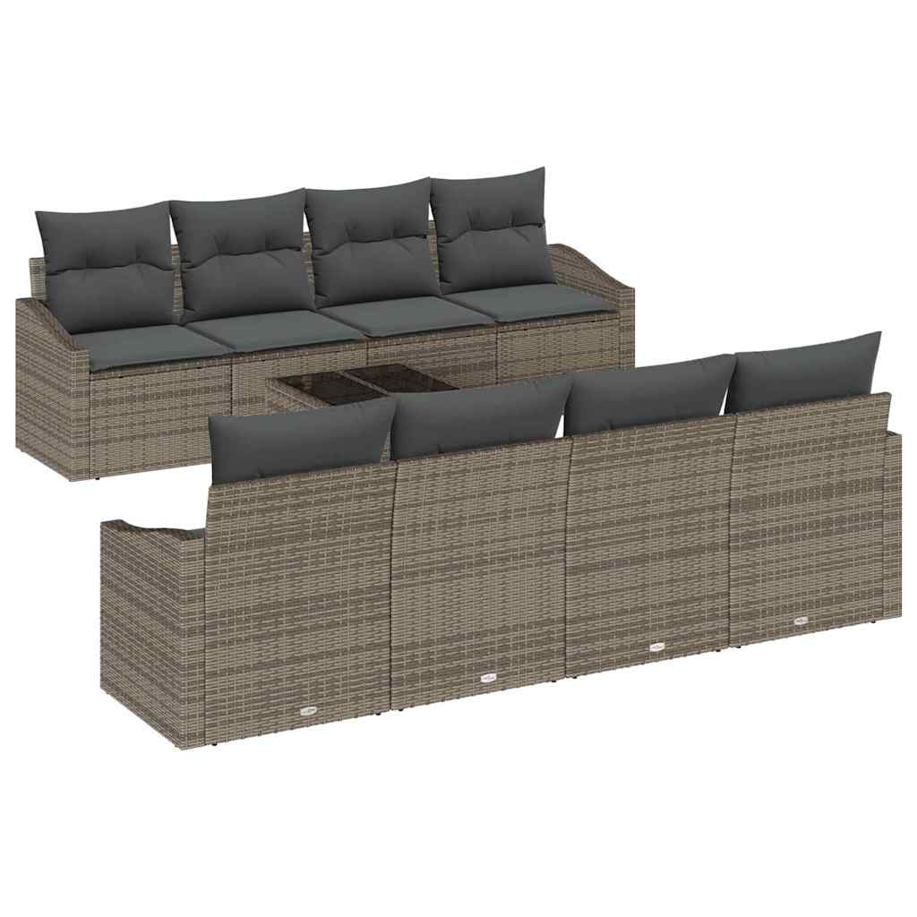 Havesofa Sæt med pude med opbevaring 9 pcs Grå 55 x 55 x 37 cm