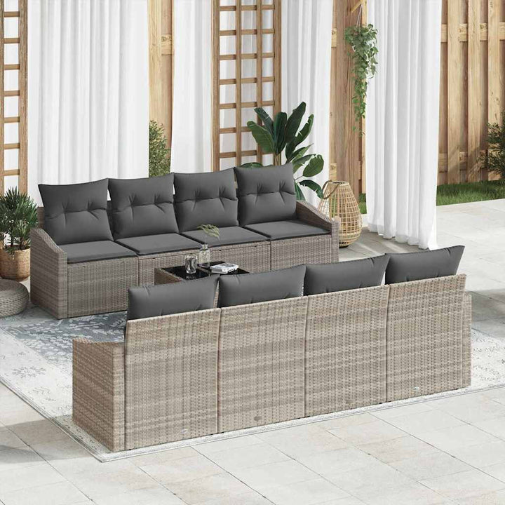 Havesofa Sæt med pude med pude 9 pcs Lysegrå 55 x 55 x 37 cm