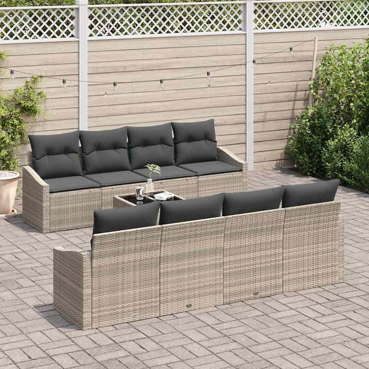 Havesofa Sæt med pude med pude 9 pcs Lysegrå 55 x 55 x 37 cm