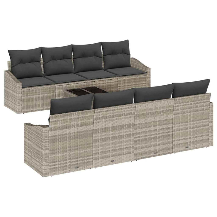 Havesofa Sæt med pude med pude 9 pcs Lysegrå 55 x 55 x 37 cm
