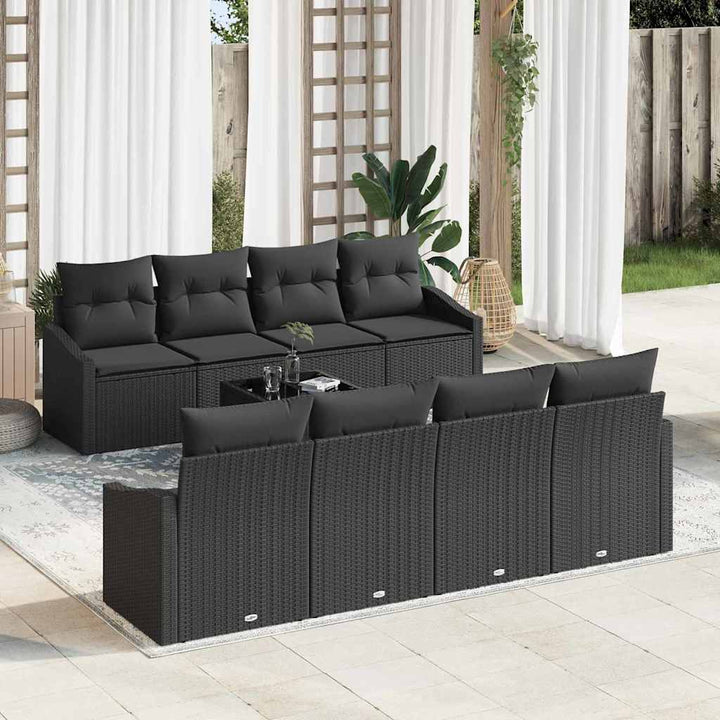 Havesofa Sæt med pude med opbevaring 9 pcs Sort 55 x 55 x 37 cm