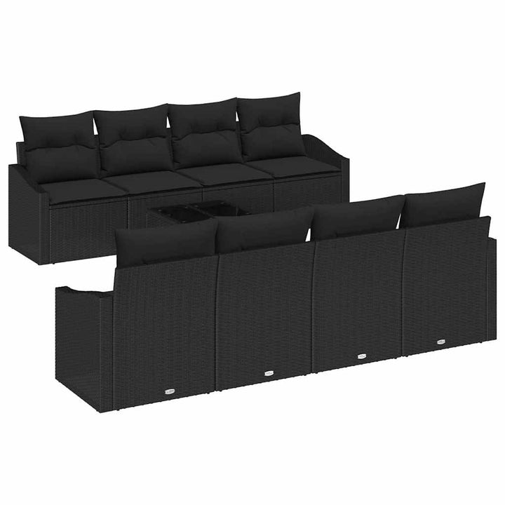 Havesofa Sæt med pude med opbevaring 9 pcs Sort 55 x 55 x 37 cm
