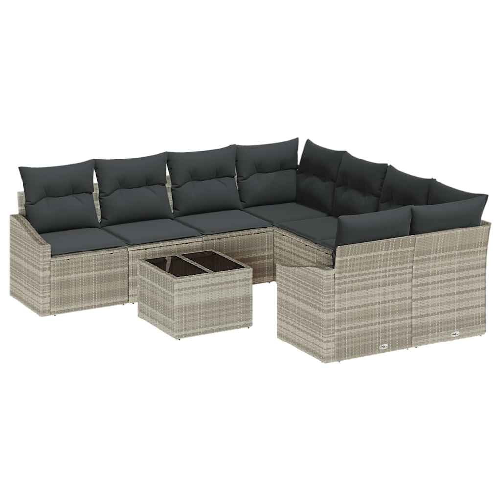 Havesofa Sæt med pude med pude 9 pcs Lysegrå 55 x 55 x 37 cm