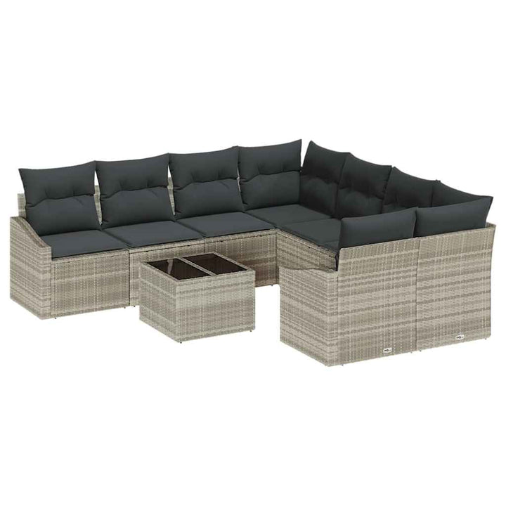Havesofa Sæt med pude med pude 9 pcs Lysegrå 55 x 55 x 37 cm