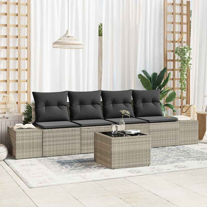 Havesofa Sæt med pude med pude 5 pcs Lysegrå 55 x 55 x 37 cm