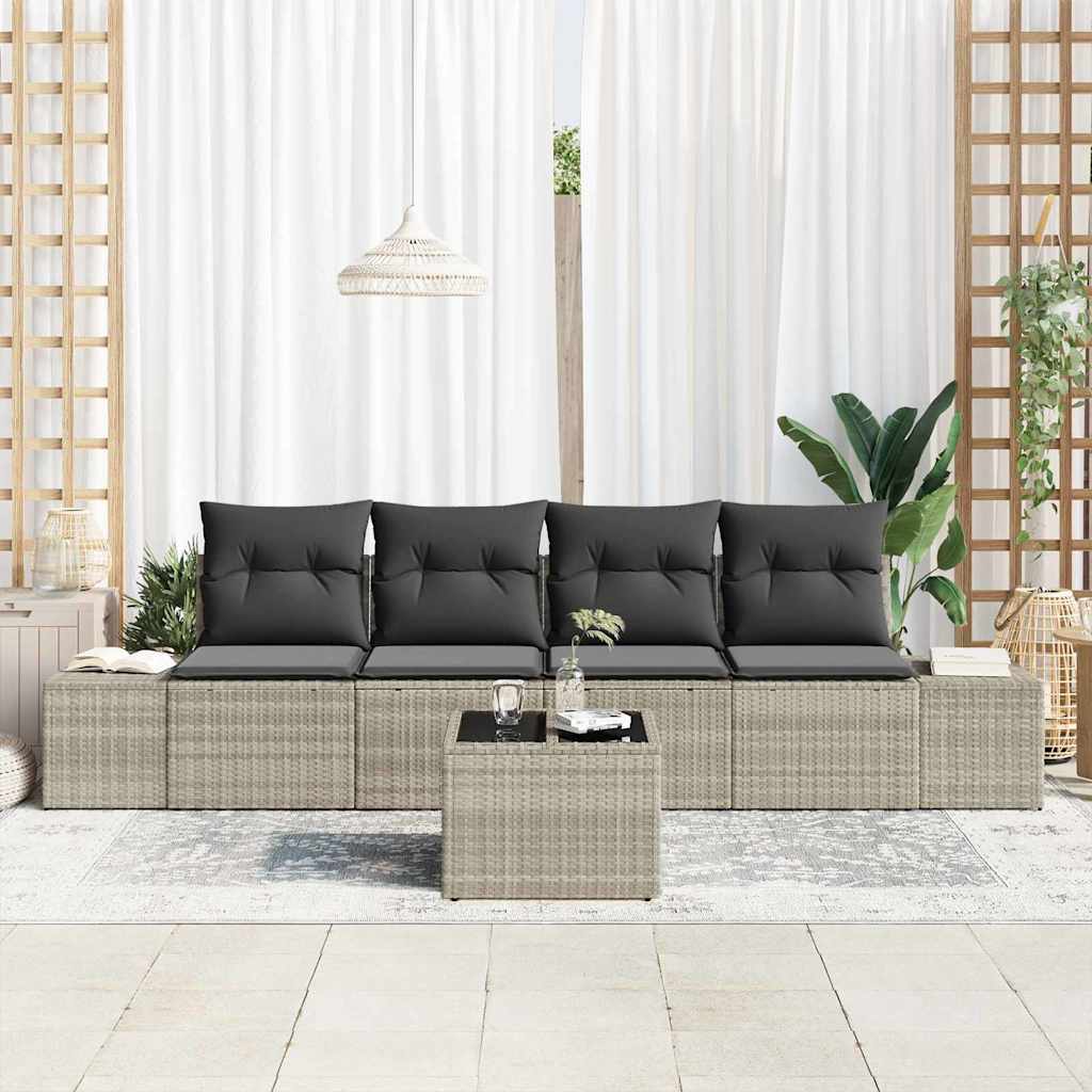 Havesofa Sæt med pude med pude 5 pcs Lysegrå 55 x 55 x 37 cm