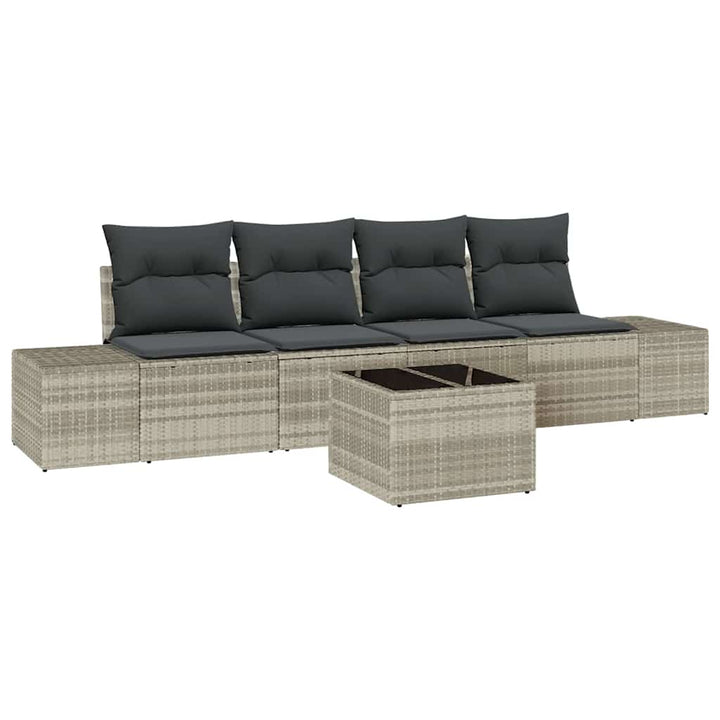 Havesofa Sæt med pude med pude 5 pcs Lysegrå 55 x 55 x 37 cm
