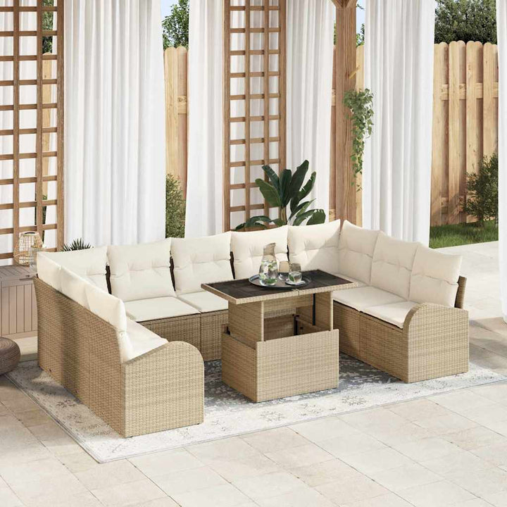 Havesofa Sæt 10 pcs beige og cremefarvet 100 x 55 x 73 cm