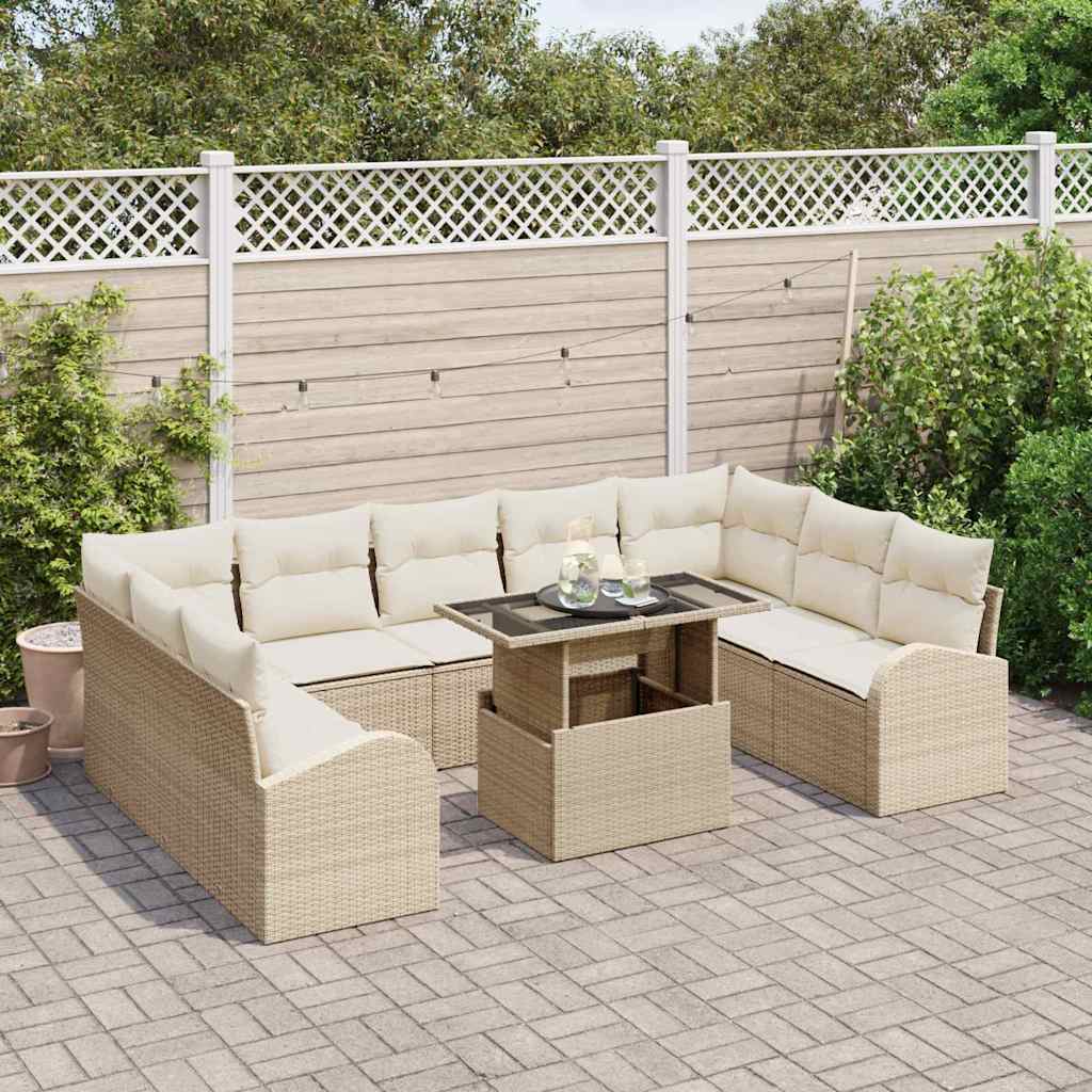 Havesofa Sæt 10 pcs beige og cremefarvet 100 x 55 x 73 cm