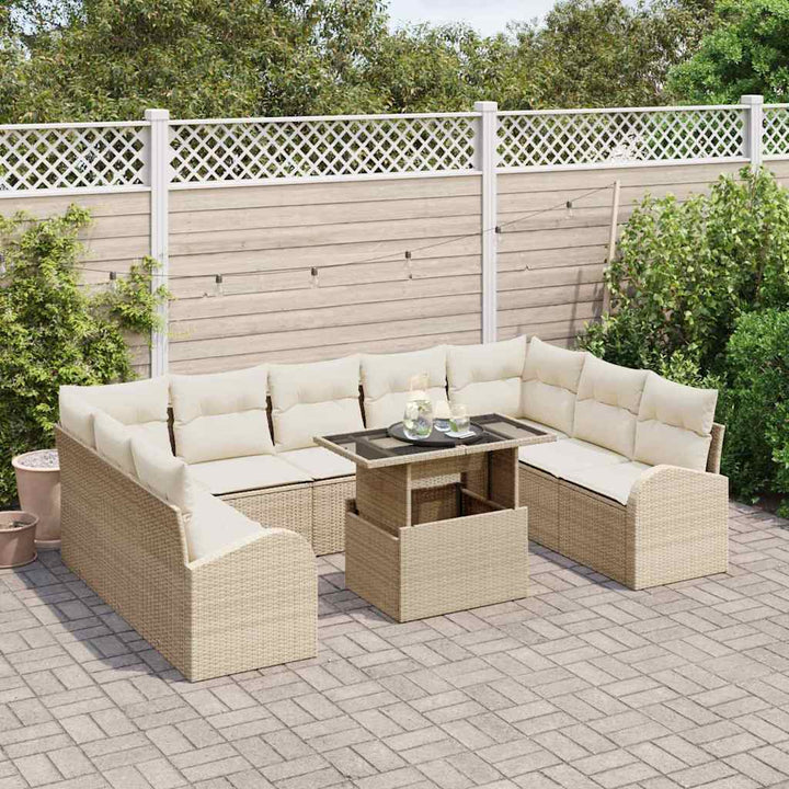 Havesofa Sæt 10 pcs beige og cremefarvet 100 x 55 x 73 cm