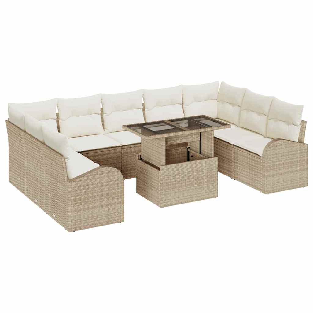 Havesofa Sæt 10 pcs beige og cremefarvet 100 x 55 x 73 cm