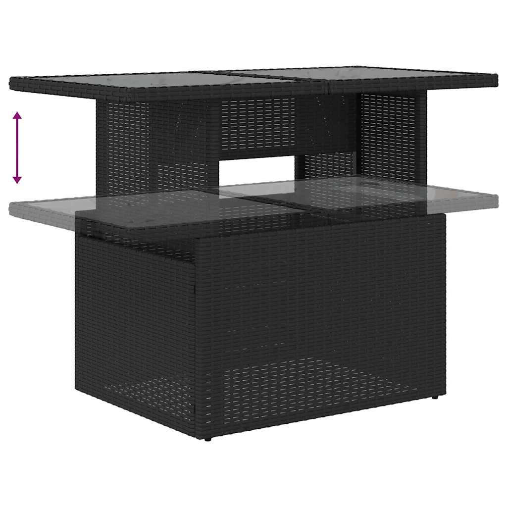 Havesofa Sæt med pude 6 pcs Sort og cremefarvet