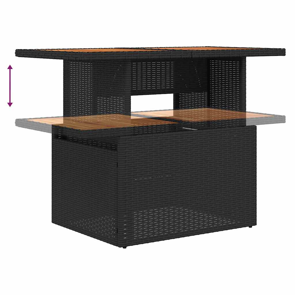 Havesofa Sæt med pude 6 pcs Sort og cremefarvet