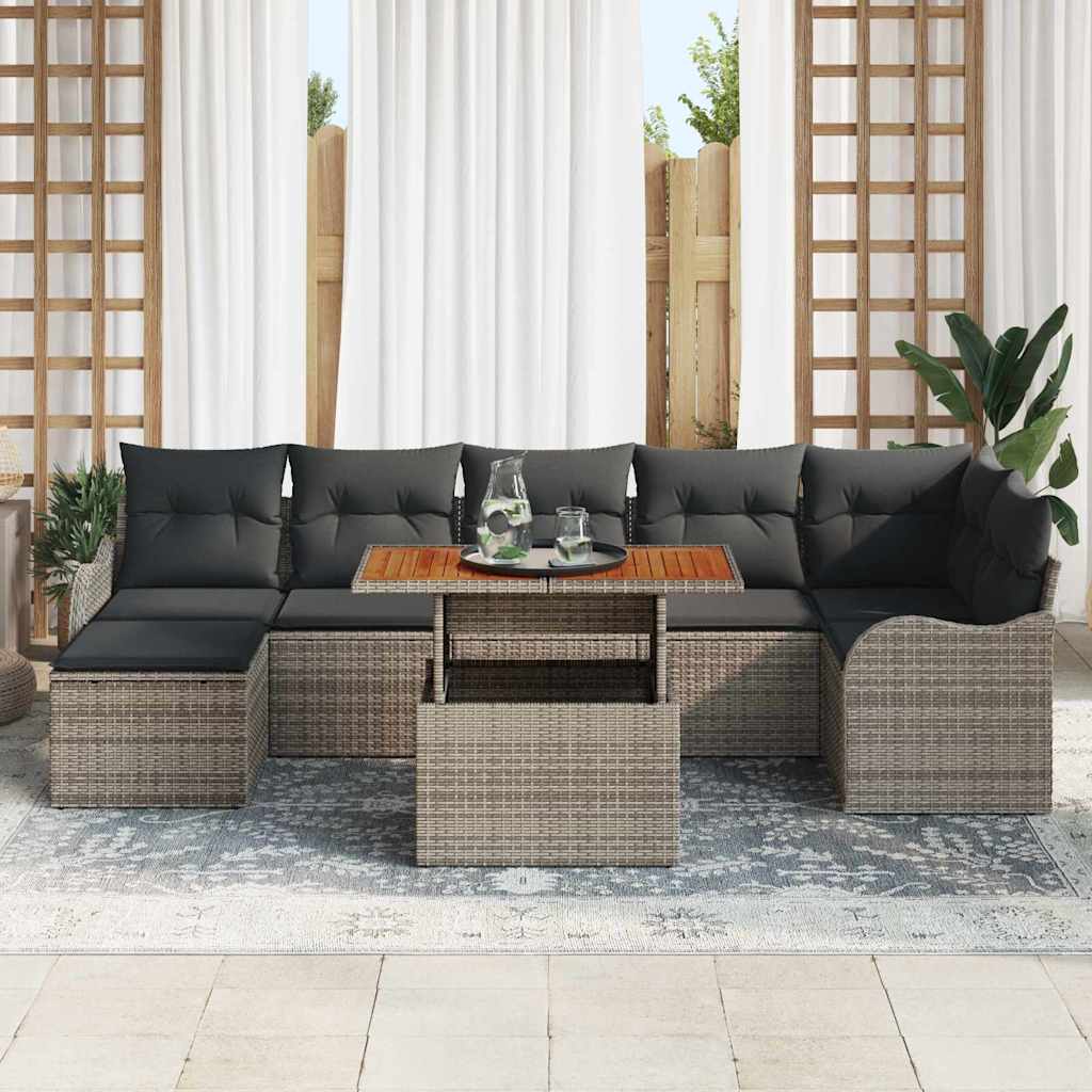 Havesofa Sæt med pude med opbevaring 8 pcs Grå
