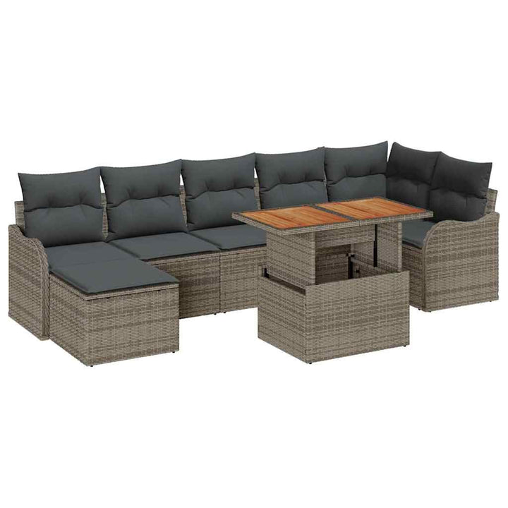 Havesofa Sæt med pude med opbevaring 8 pcs Grå