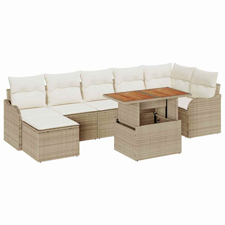 Havesofa Sæt med pude med opbevaring 8 pcs beige og cremefarvet